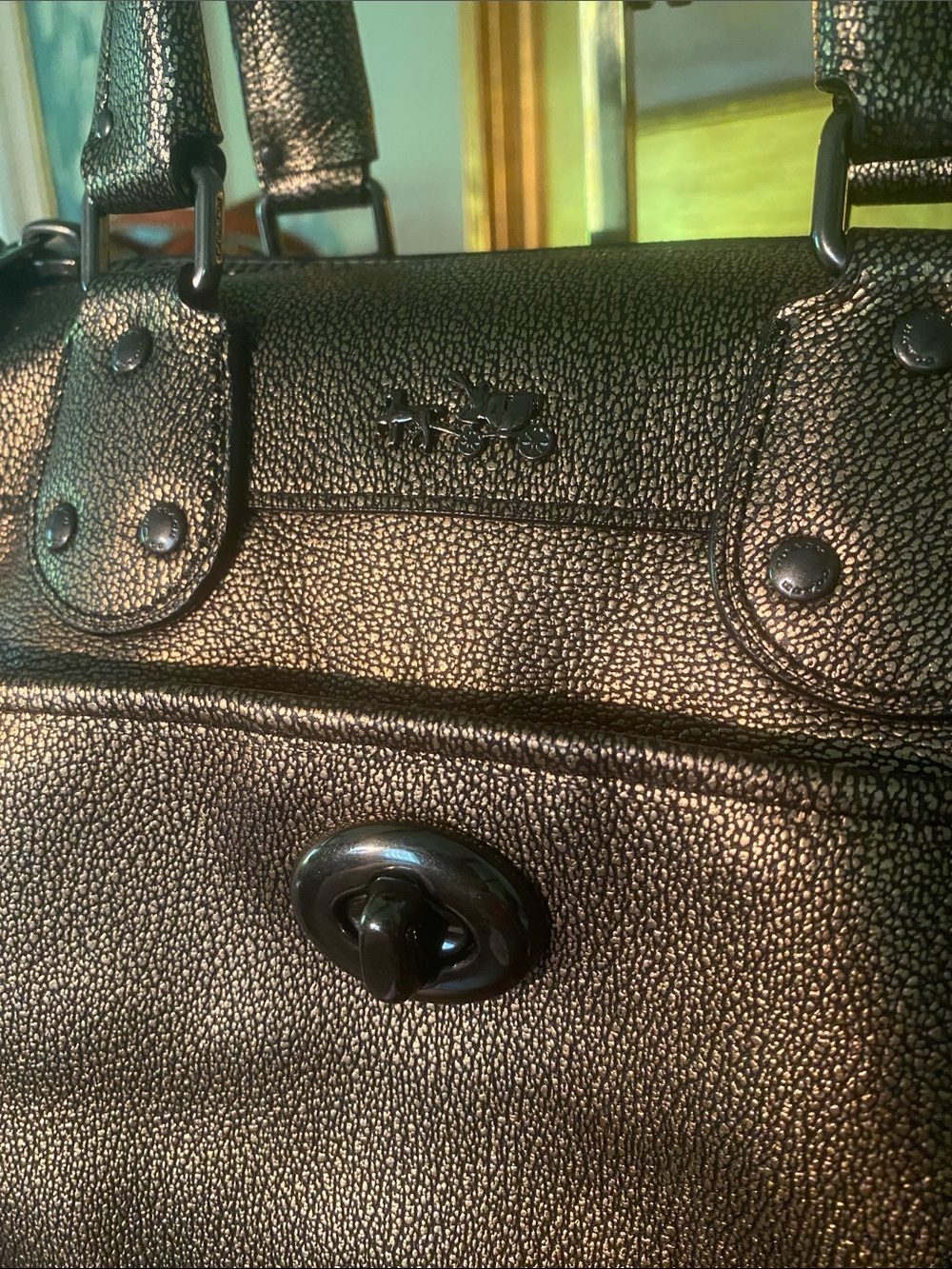 Coach Rhyder 24 Satchel Shoulder Crossbody Bag in Metallic Gunmetal Leather - Picture 2 of 16